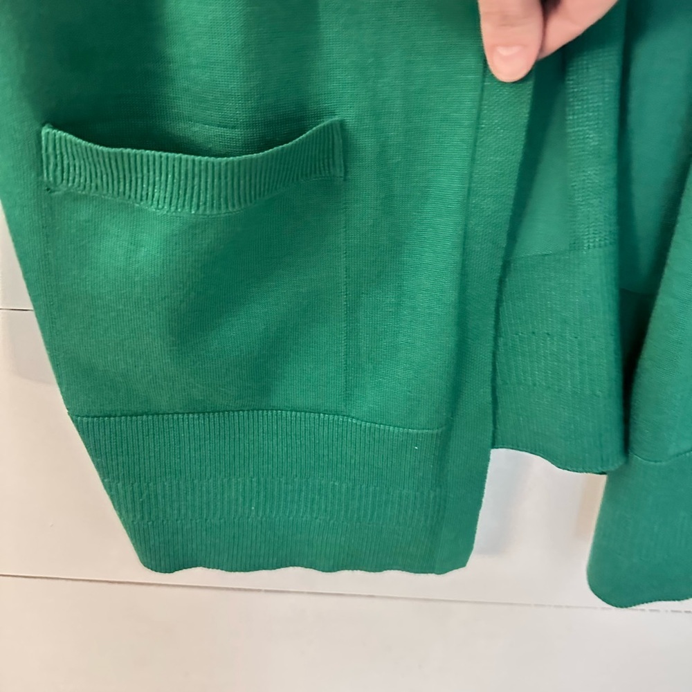 89th & MADISON L open midi length beautiful soft cozy green cardigan classic - Picture 7 of 14
